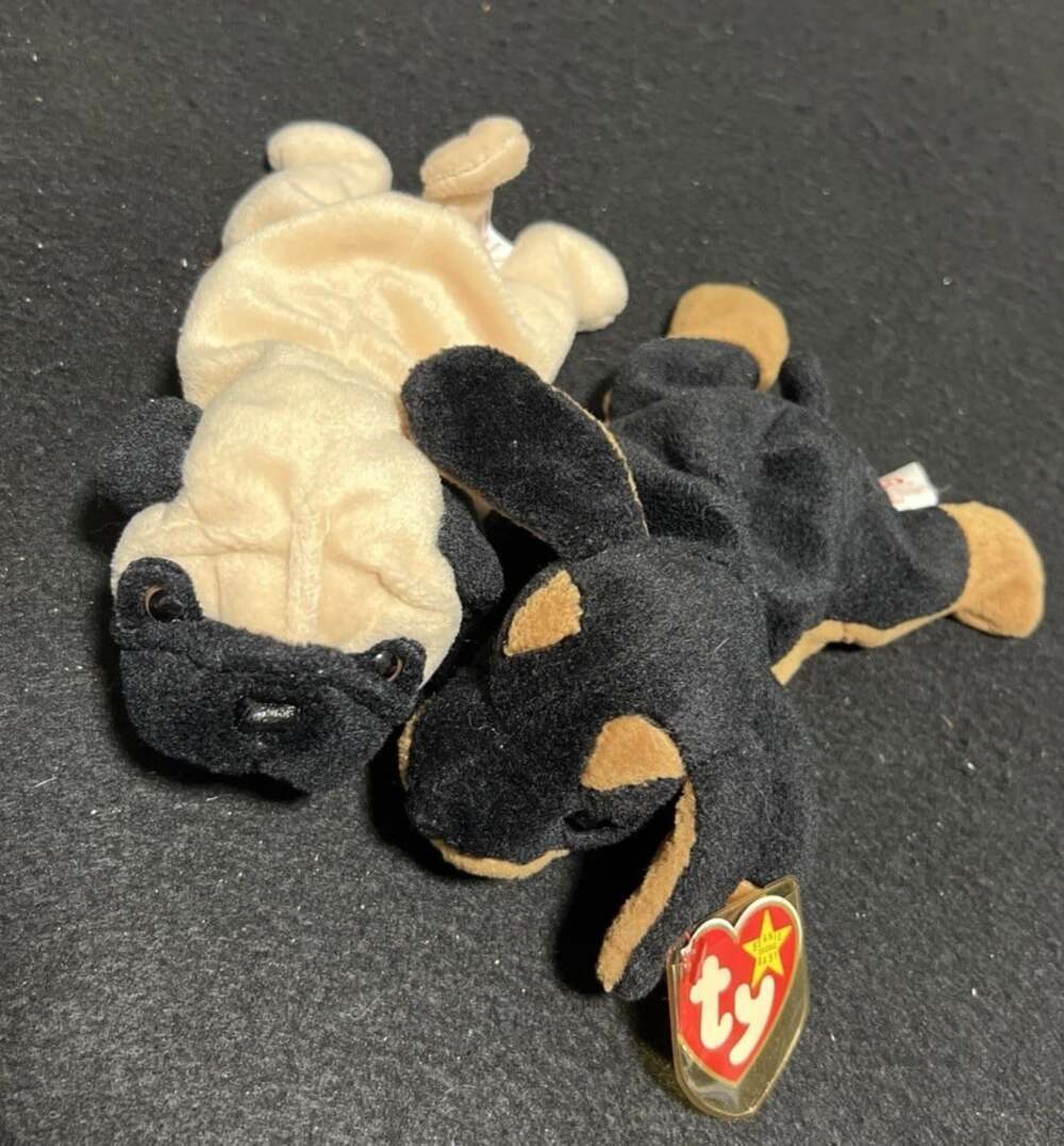 TY Vintage 1996 Beanie Babies | Doby the Doberman & Pugsly the Pug